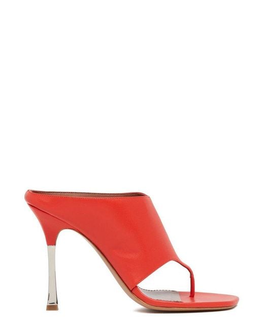 Paris Texas Red Flip Flop Heeled Mules