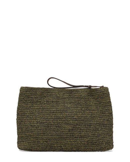 IBELIV Green Ampy Woven Zipped Clutch Bag