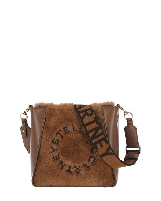 Stella McCartney Fauxfur Trim Shoulder Bag in Brown Lyst