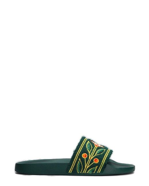 Casablanca Green Laurel Terry Sliders for men