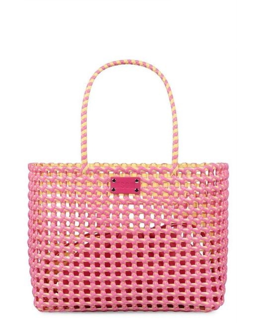 MSGM Red Logo Detail Tote Bag