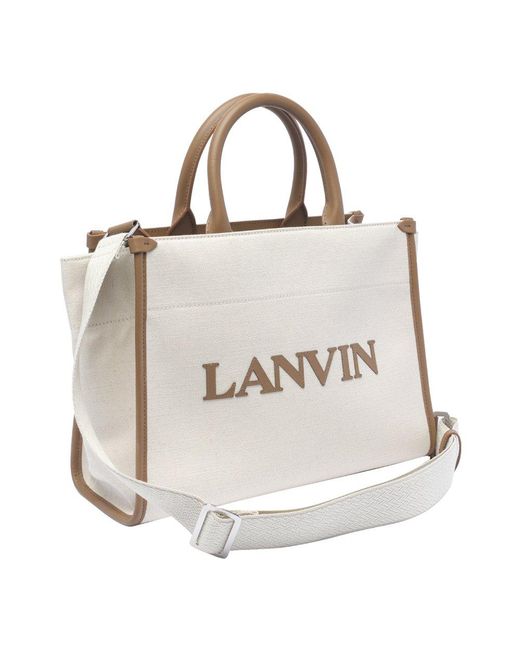 Lanvin Natural Logo Printed Tote Bag