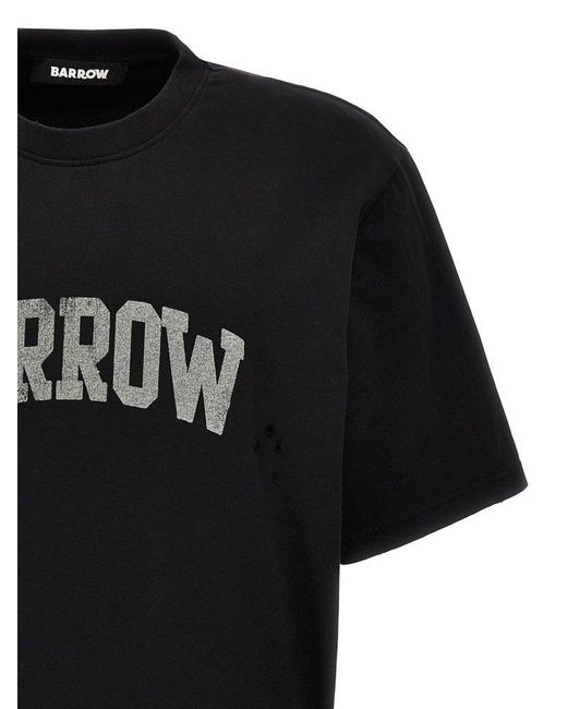 Barrow Black Logo-printed Crewneck T-shirt for men