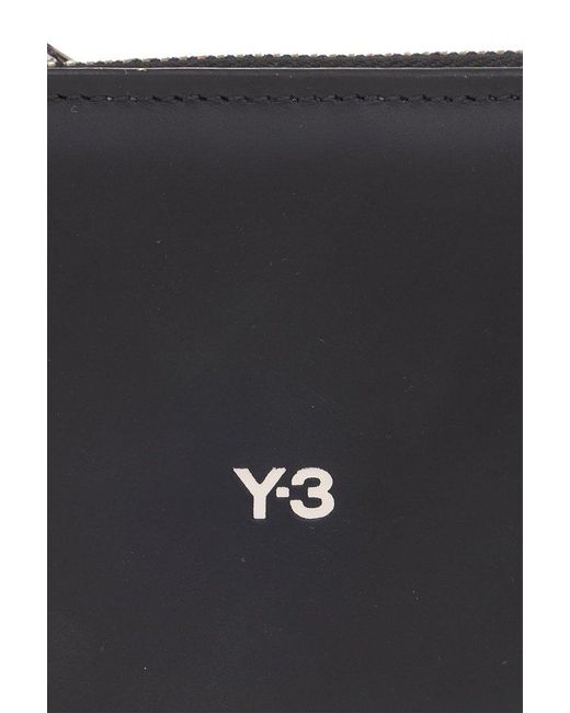Y-3 Black Logo-printed Zip-up Bi-fold Wallet for men