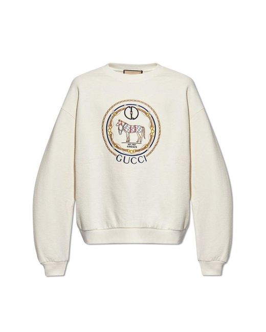 Gucci White Embroidered Hoodie, for men