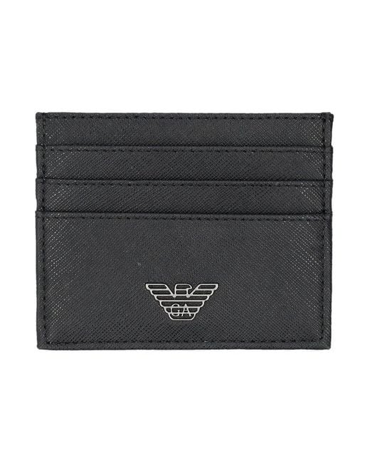 Emporio Armani Regenerated-leather Card Holder in Black for Men | Lyst