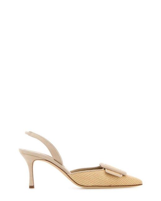Manolo Blahnik Natural Mayslibi Slingback Pumps