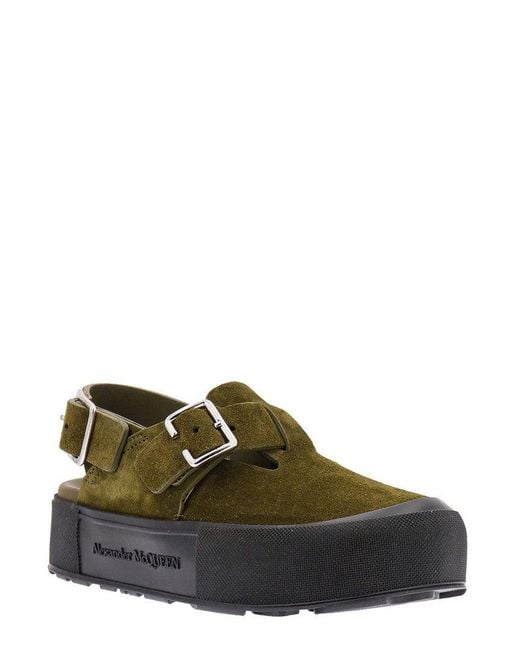 Alexander McQueen Green Buckle-fastened Open-toe Sandals for men