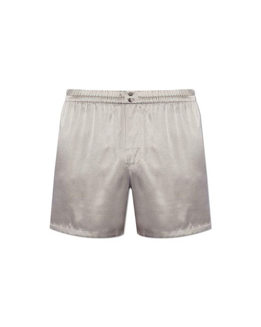 Dolce & Gabbana Gray Elastic Waist Satin Shorts for men