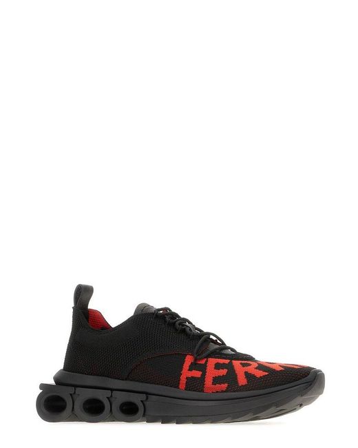 Ferragamo Black Logo Jacquard Running Sneakers for men