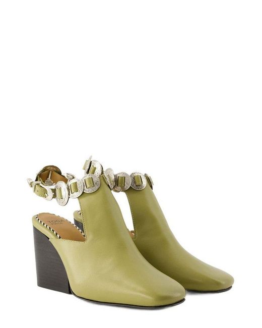 Toga Green Embellished Slingback Boots