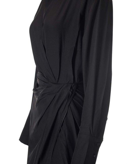 GAUGE81 Black V-neck Wrap Midi Dress