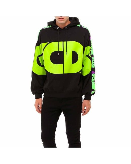 Gcds Oversized Drawstring Hoodie in Black for Men Lyst