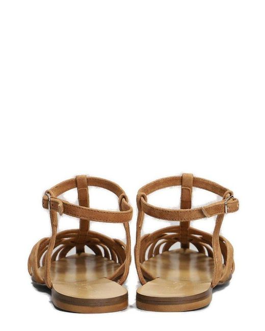 Anna F. Brown Caged Ankle Strapped Sandals