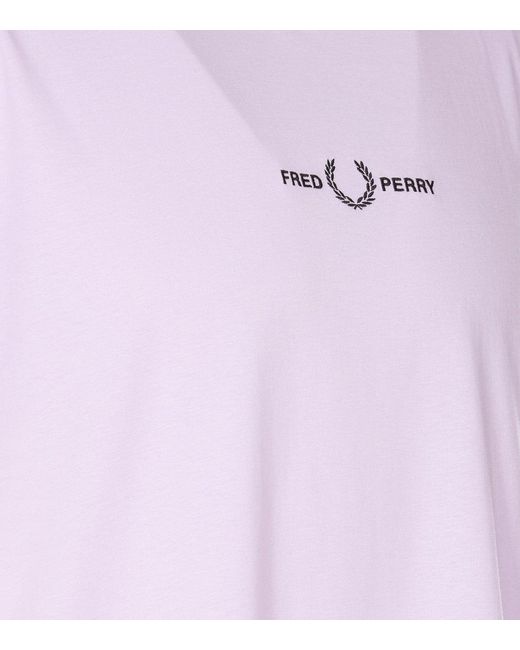 Fred Perry Pink Logo-embroidered Crewneck T-shirt for men