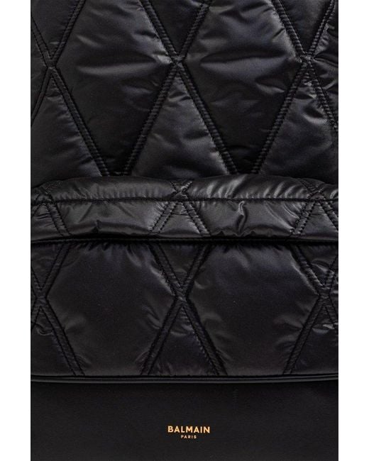 Balmain Black Diamond Motif Quilted Backpack for men