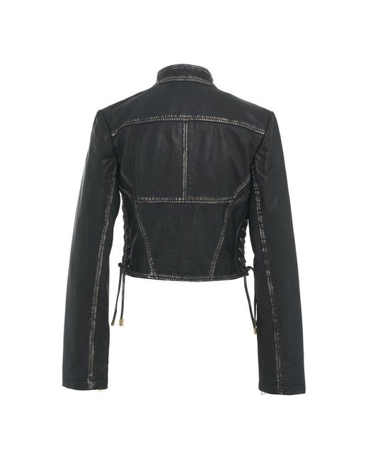 Versace Black Lace-detailed Biker Jacket