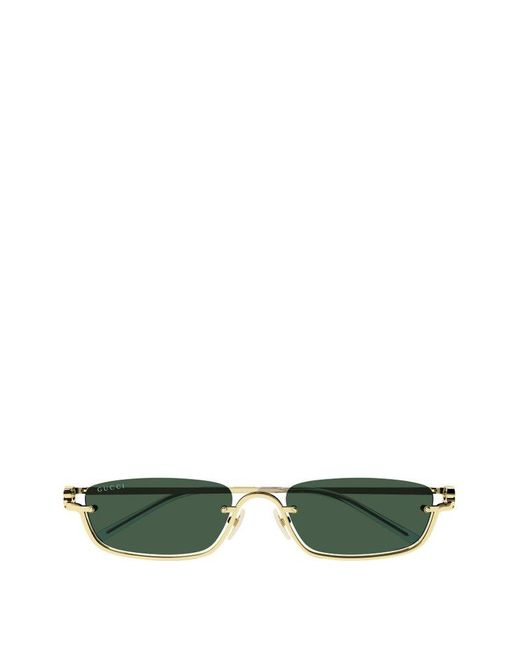 Gucci Green Metal Rectangle-frame Sunglasses