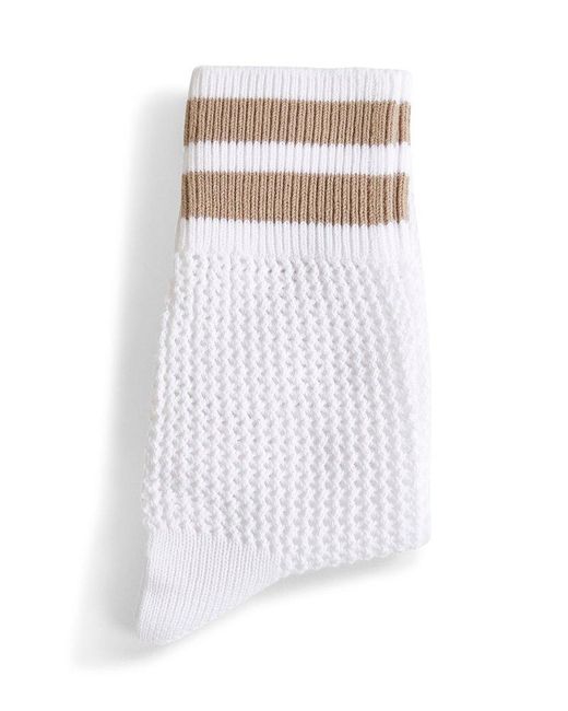 Brunello Cucinelli White Waffle Stitch Cotton Knit Socks