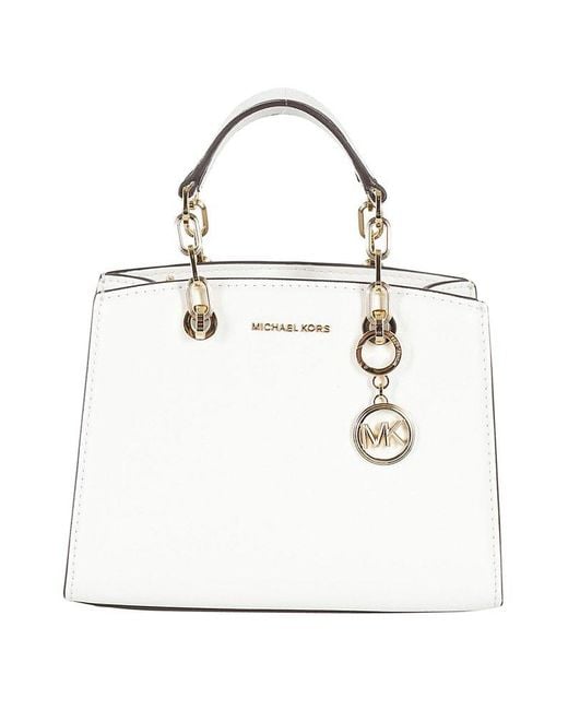 MICHAEL Michael Kors White Cynthia Logo Plaque Small Bag
