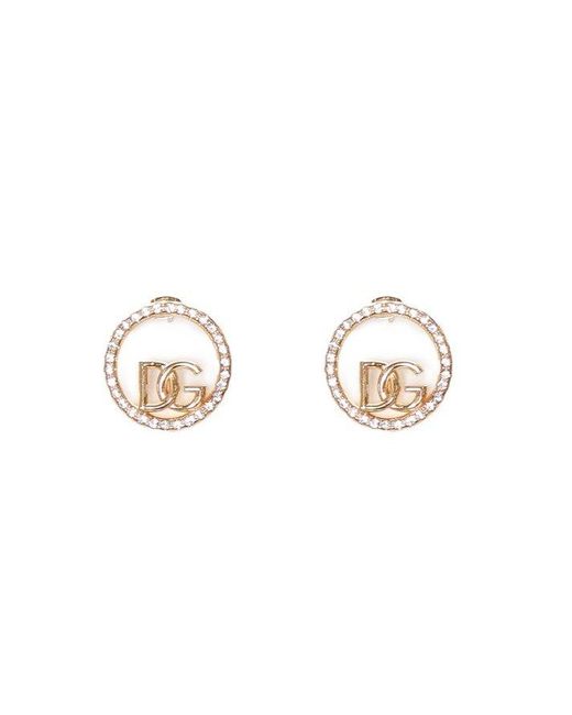 Dolce & Gabbana Black Dg Logo Embellished Hoop Earrings