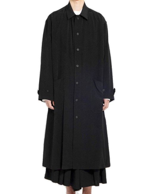 Yohji Yamamoto Black Button-up Long Coat for men