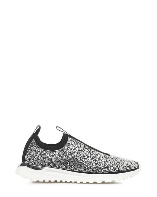 Michael Kors Gray Bodie Embellished Slip-on Sneakers
