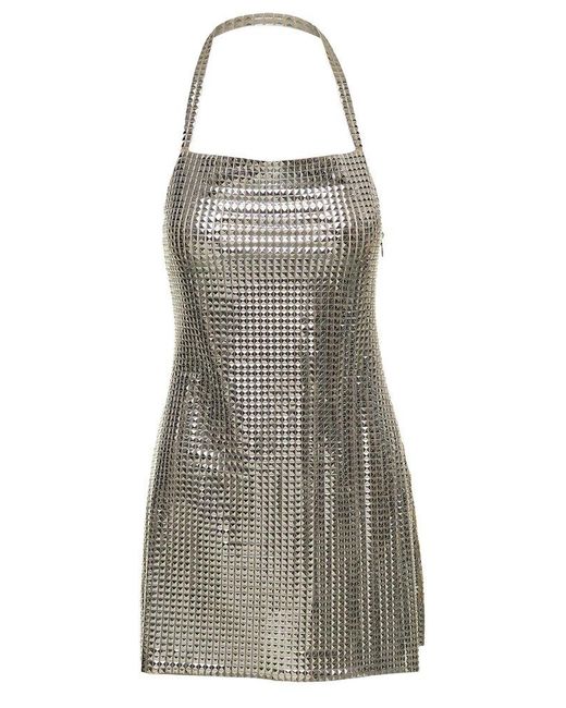 GIUSEPPE DI MORABITO Metallic Embellished Open Back Mini Dress