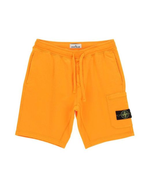 Stone Island Compass-patch Drawstring Cargo Shorts in Orange for Men | Lyst