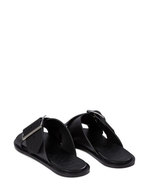 Loewe Black Square-Toe Slip-On Sandals