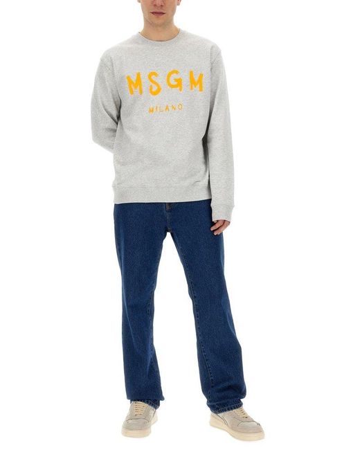 MSGM Gray Sweatshirt With Logo for men
