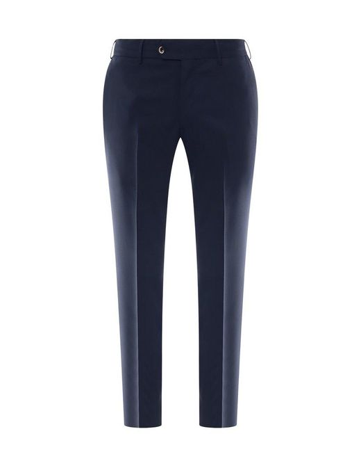 PT Torino Blue Pressed Crease Slim Fit Trousers for men