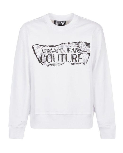 Versace White Magazine Logo Sweatshirt for men