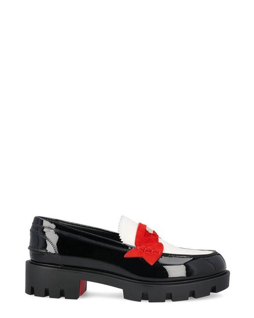 Christian Louboutin White Penny Lug Slip-on Loafers