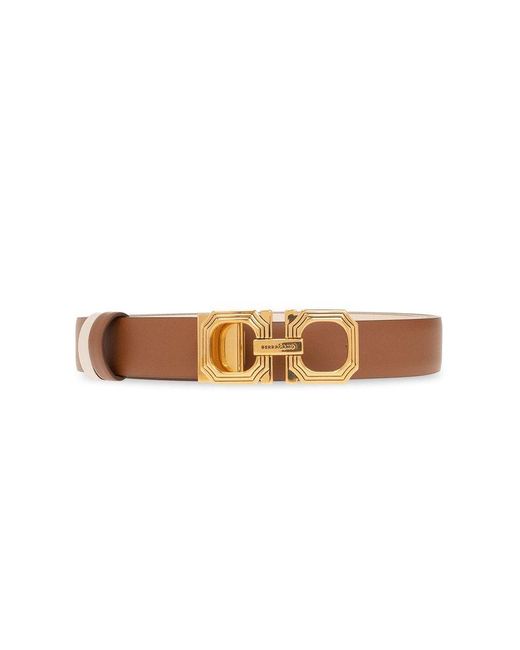 Ferragamo Brown Logo-engraved Gancini-buckle Belt
