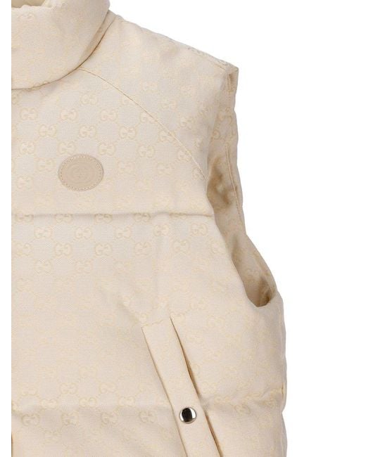 Gucci Natural GG-pattern Canvas Puffer Vest