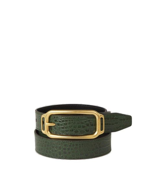 Tom Ford Green Croco Leather Belt for men