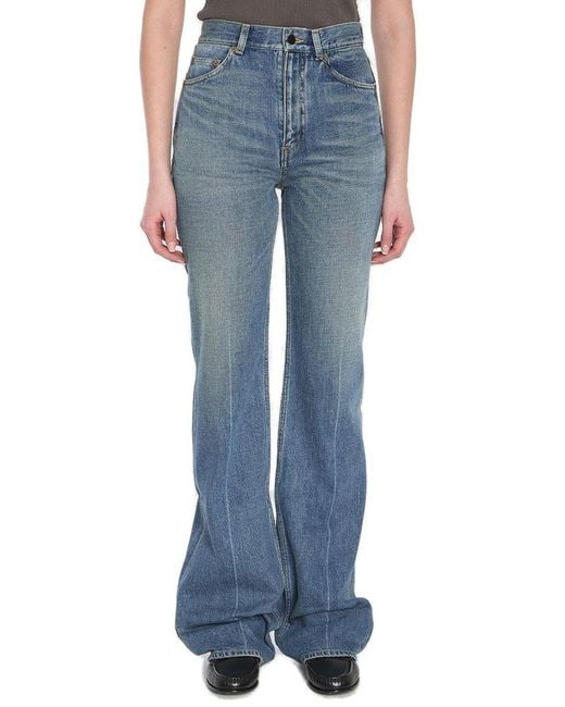 Saint Laurent Blue 70's High Waist Straight Leg Jeans