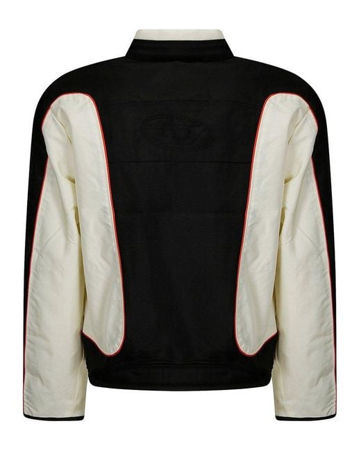 DIESEL Black Colour-block Biker Jacket With Piping for men