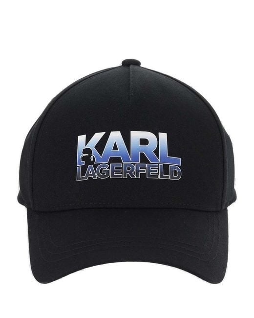 Karl Lagerfeld Blue Cotton Blend Baseball Cap With Logo for men