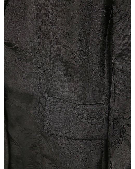 Uma Wang Black Katia Single Breasted Pattern Jacquard Coat