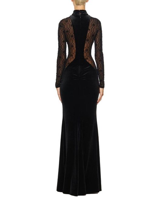 最新デザインの Elisabetta Dress Maxi Sheer-panel Flocked-monogram Franchi ワンピース
