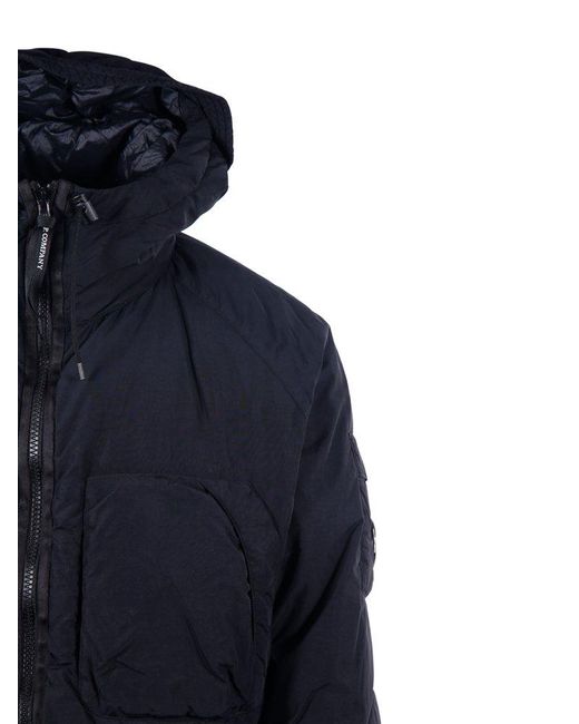 C P Company Blue Hooded Puffer Jacket for men