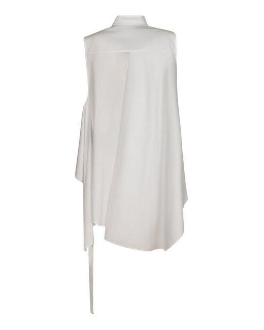 Ann Demeulemeester White Asymmetric Sleeveless Shirt