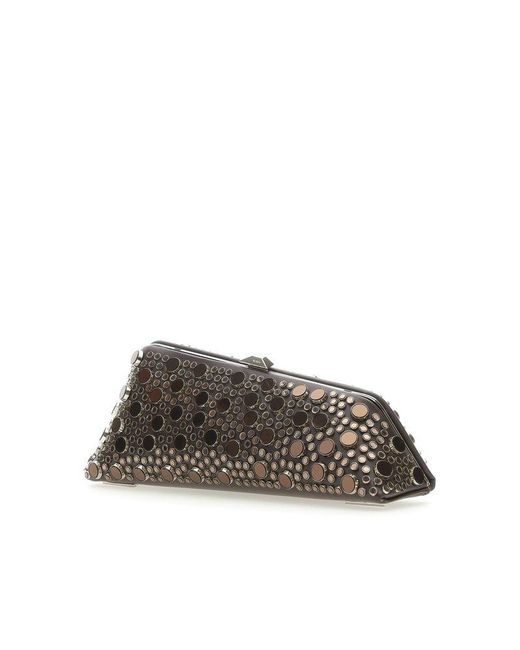 The Attico Brown Long Night Stud Embellished Cluth Bag