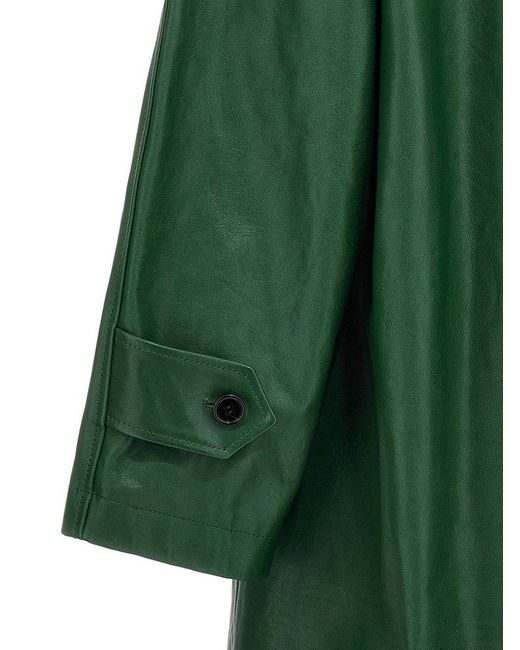 Burberry Green Long Leather Car Coat Coats, Trench Coats