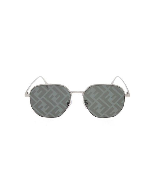 Fendi Gray Round Frame Travel Sunglasses for men
