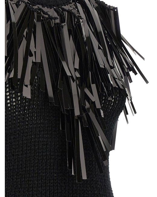 Jil Sander Black Fringed Trim Sleeveless Knitted Top