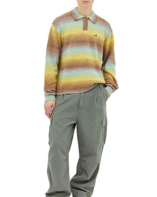 AWAKE NY Yellow Ombre Knitted Polo for men