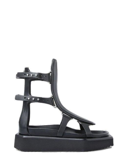 Rick Owens Leather Spartan Square Toe Sandals in Black - Lyst